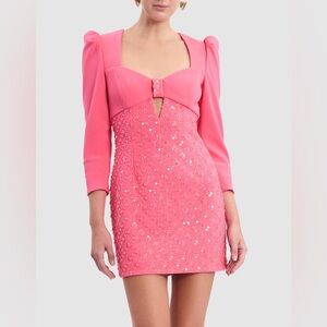 REBECCA VALLANCE Marie Cutout Embellished Cady Mini Dress - Pink Size US 0